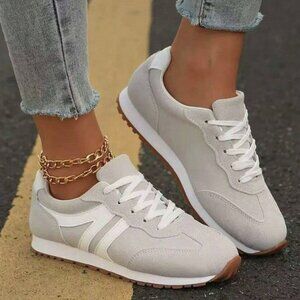 Women's Gray Canvas Sports Shoes - US Size 7.5